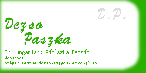 dezso paszka business card